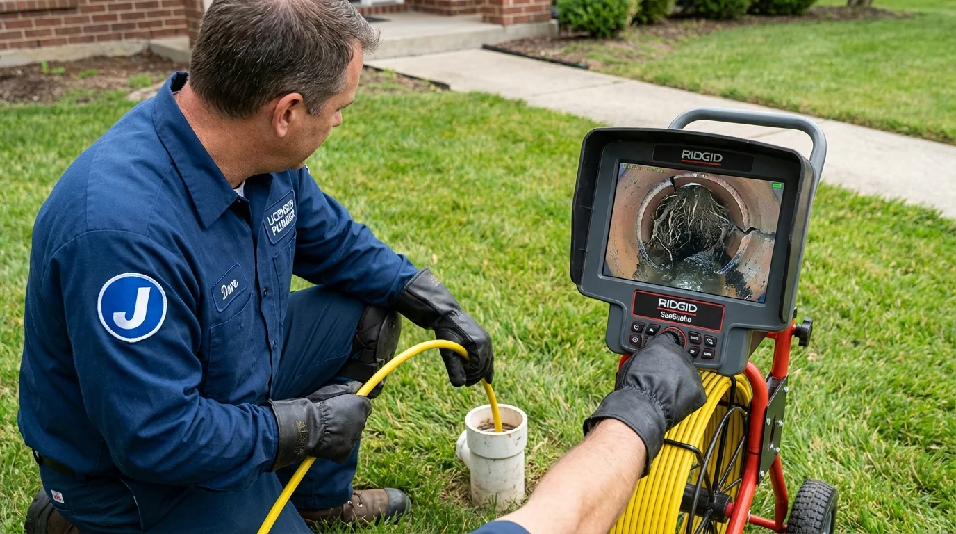 Sewer camera inspection being performed by Johns Plumbing LLC in East Moline